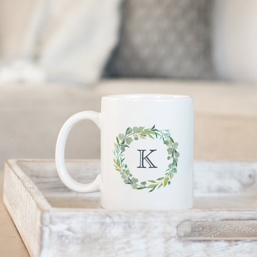 Eukalyptus Wreath Monogramm Kaffeetasse