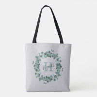 Eukalyptus-Wreath-Monogramm-Totasche
