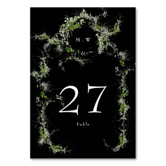 Eukalyptus Wreath Premium Black Monogram Wedding Tischnummer