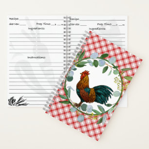 Eukalyptus Wreath & Rooster Bauernhof Rezept Notizblock