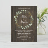 Eukalyptus Wreath Rustic Wedding Einladung (Stehend Vorderseite)