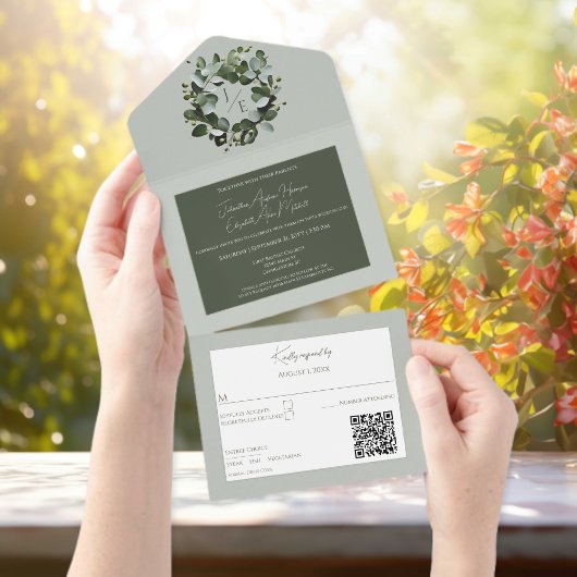 Eukalyptus Wreath Sage Green All In One Einladung