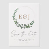 Eukalyptus Wreath Sage Green & Gold Save the Date Pergament Einladungen (Vorderseite)