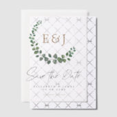 Eukalyptus Wreath Sage Green & Gold Save the Date Pergament Einladungen (Versetzt (Einladung))