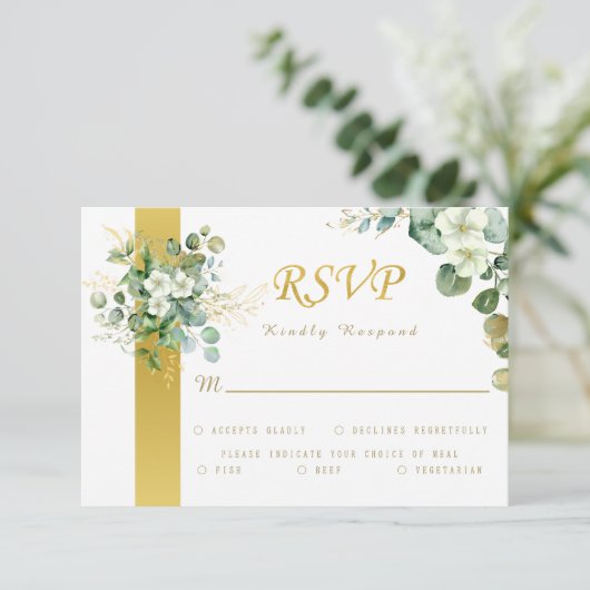 Eukalyptus Wreath Sage Green Rustic Wedding RSVP Karte (Stehend Vorderseite)