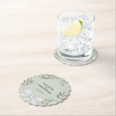 Eukalyptus Wreath Sage Grünes Hochzeitspapier Untersetzer (Vor Ort)