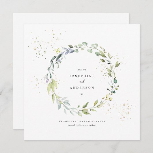 Eukalyptus Wreath Save the Date Menü Menükarte (Vorne/Hinten)