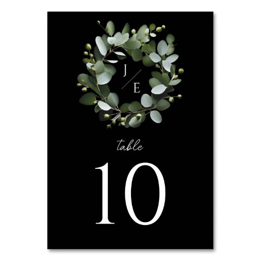 Eukalyptus Wreath | Schwarz Tischnummer (Rückseite)