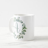 Eukalyptus Wreath Typografy Monogram Initial A Kaffeetasse (Vorderseite Links)