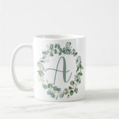 Eukalyptus Wreath Typografy Monogram Initial A Kaffeetasse (Links)