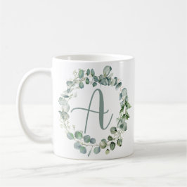 Eukalyptus Wreath Typografy Monogram Initial A Kaffeetasse