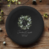 Eukalyptus Wreath Wedding Black Pappteller