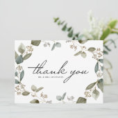 Eukalyptus Wreath Wedding Dankeskarte (Stehend Vorderseite)