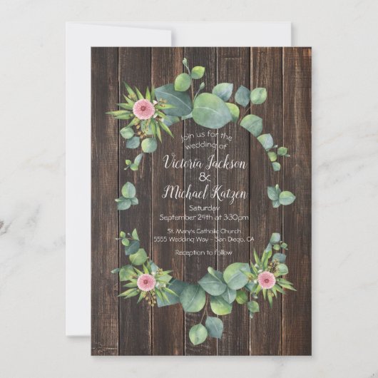 Eukalyptus Wreath Wedding Einladung (Vorderseite)
