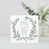 Eukalyptus Wreath Wedding Einladung (Stehend Vorderseite)