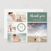 Eukalyptus Wreath Wedding Foto Collage Vielen Dank Postkarte (Vorne/Hinten)