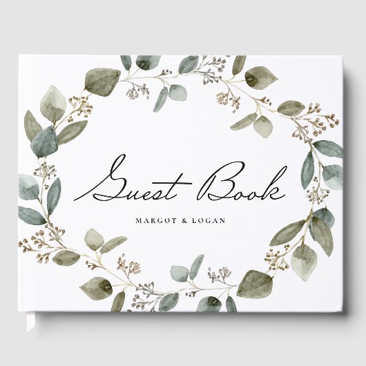 Eukalyptus Wreath Wedding Foto Gästebuch (Vorderseite)