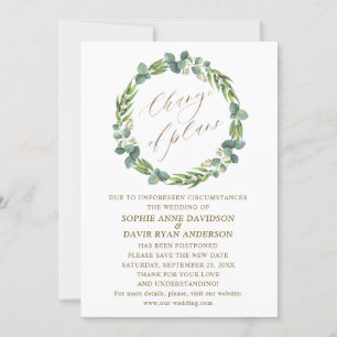 Eukalyptus Wreath Wedding Gold Änderung von Plänen Einladung