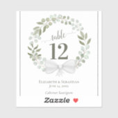 Eukalyptus Wreath Wedding Tischnummer Weinetikett Aufkleber (Blatt)
