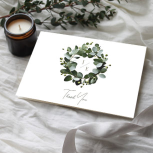 Eukalyptus Wreath Wedding Weiß Dankeskarte