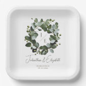 Eukalyptus Wreath Wedding | Weiß Pappteller (Vorderseite)