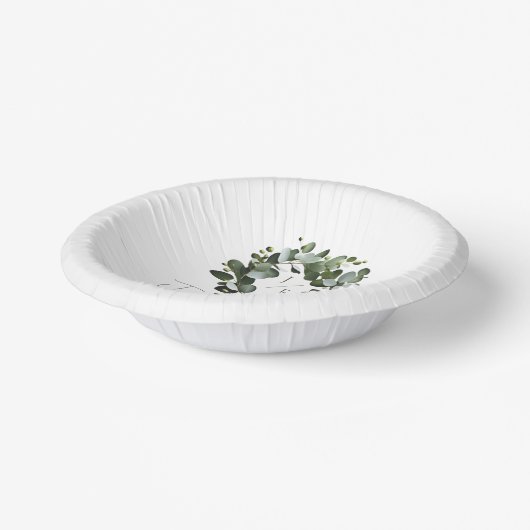 Eukalyptus Wreath Wedding | Weiß Pappteller (Gewinkelt)