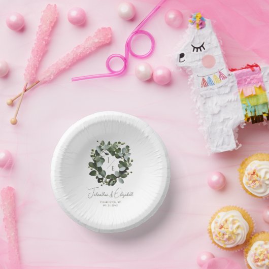 Eukalyptus Wreath Wedding | Weiß Pappteller (Party)