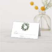 Eukalyptus Wreath Wedding | Weiß Platzkarte (Vorderseite)