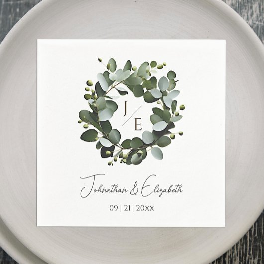 Eukalyptus Wreath Wedding | Weiß Serviette