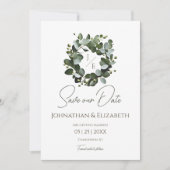 Eukalyptus Wreath | Weiß Save The Date (Vorderseite)