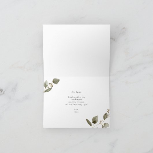 Eukalyptus Wreath wird meine Bridesmaid sein Karte (Innenseite)