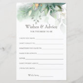 Eukalyptus wünscht & berät Brautparty Game (Vorderseite)