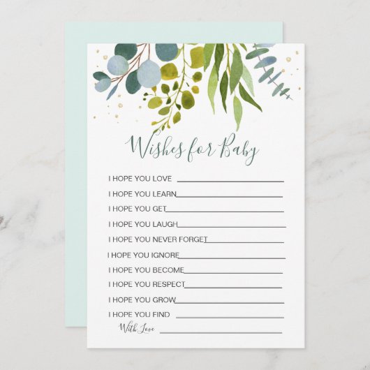 Eukalyptus wünscht sich eine Einladung zum Baby Sh (Vorne/Hinten)