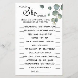 Eukalyptus würde eher eine Duschspielkarte haben Flyer