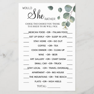 Eukalyptus-Würde-sie-eher-Duschspielkarte Flyer