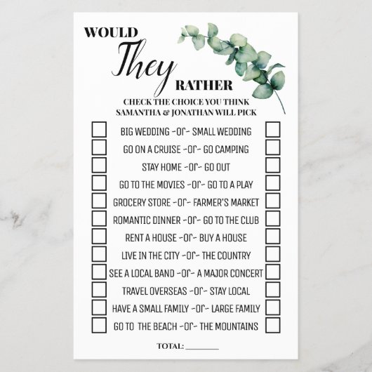 Eukalyptus würde sie eher Duschspielkarte machen Flyer (Vorne)