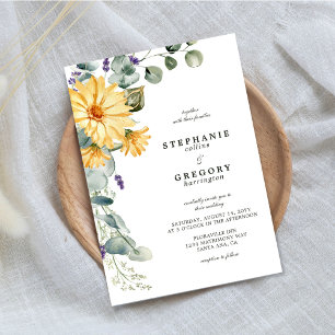 Eukalyptus Yellow Florals Wedding Einladung