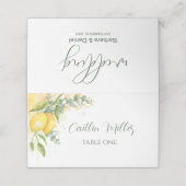 Eukalyptus-Zitronen und Gelbe Blumen Platzkarte (Außenseite Aufgefaltet)