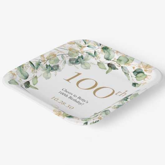 Eukalyptus zum 100. Geburtstag Pappteller (Gewinkelt)