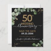 Eukalyptus zum 50. Jahrestag Save the Date Haushal (Vorderseite)