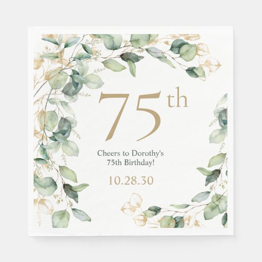 Eukalyptus zum 75. Geburtstag Serviette (Vorderseite)