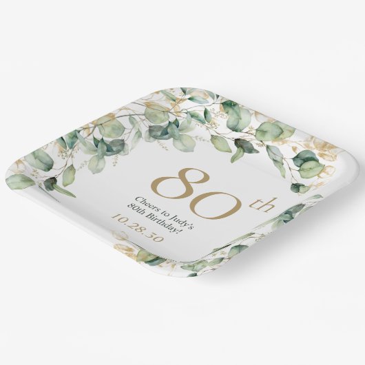 Eukalyptus zum 80. Geburtstag Pappteller (Gewinkelt)