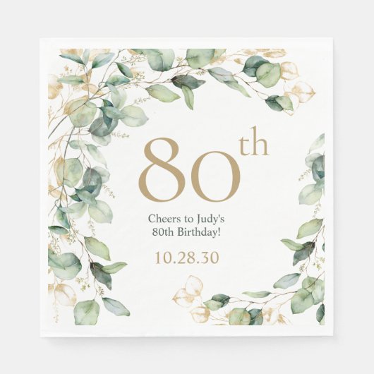 Eukalyptus zum 80. Geburtstag Serviette (Vorderseite)