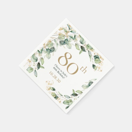 Eukalyptus zum 80. Geburtstag Serviette (Ecke)