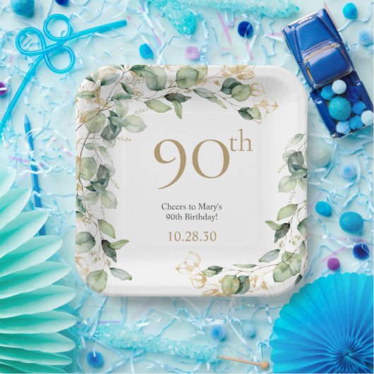 Eukalyptus zum 90. Geburtstag Pappteller (Party)