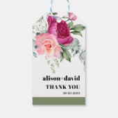 Eukalyptus-Zweig, Hochzeit der rosa Rosen Geschenkanhänger (Rückseite)