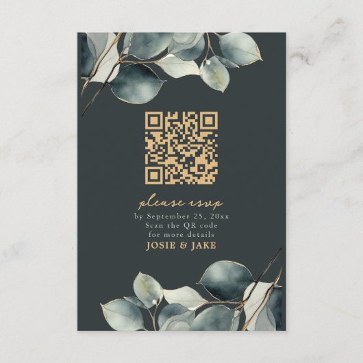 Eukalyptus-Zweig hübsche Hochzeitsrampe Begleitkarte (Vorderseite)