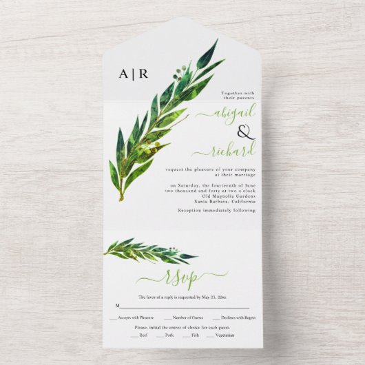 Eukalyptus-Zweig in Grün All In One Einladung (Innen Boden)