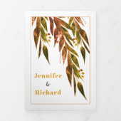 Eukalyptus-Zweig in Herbstfarben Herbsthochzeit Dreifach Gefaltete Einladung (Cover)