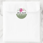 Eukalyptus-Zweig Rosa-Weiße Blume Hochzeit Runder Aufkleber (Tasche)